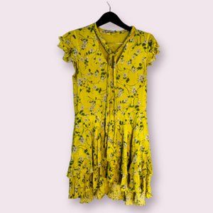 Alice and Olivia, yellow tie-neck summer dress, Size 6